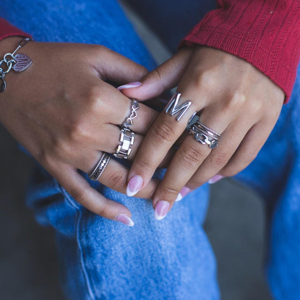 Stainless Steel Block Chain Ring