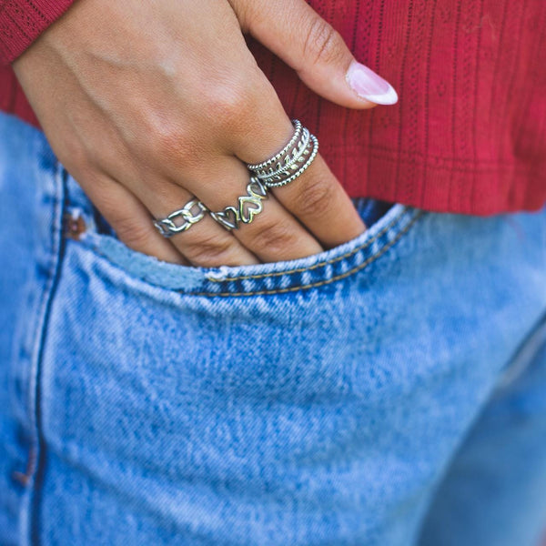 Stainless Steel Adjustable Connected Heart Ring - Waterproof - Anti Tarnish -  Birthday Gift - Bestie Gift - Favorite Summer Ring
